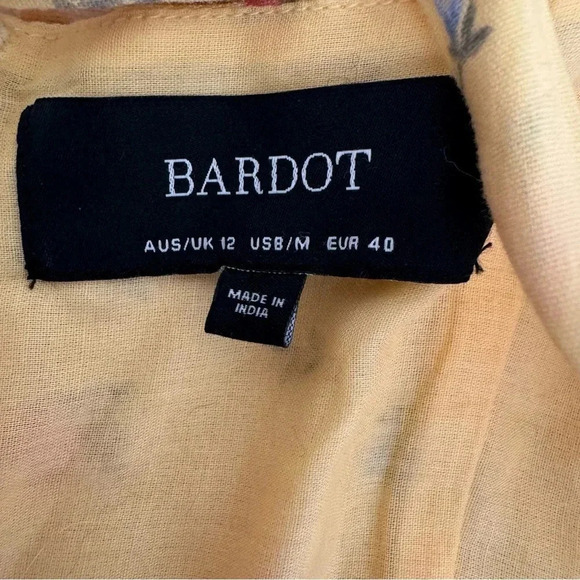 Bardot Yellow Floral Roses Ditsy Bow Tie Shoulder Midi Dress Sz 8 M - Picture 12 of 14
